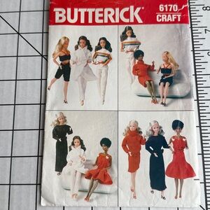 Vintage Butterick 6170 Barbie Doll Clothes Sewing Pattern Complete Cut 1970s